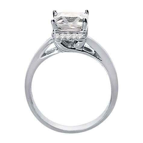 Pave-Set Diamond Accented Ring for Princess Cut Diamond 14k White Gold ...