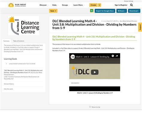 DLC Blended Learning Math 4 - Unit 3.8: Multiplication and Division - Dividing by Numbers from 1 ...