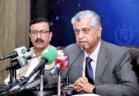 Caretaker Federal Minister for Information and Broadcasting, Murtaza Solangi addresses press ...