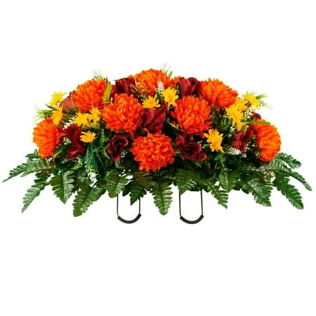 Sympathy Silks Artificial Cemetery Flowers – Realistic Vibrant Roses ...