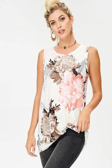 Floral Sleeveless Top With Knot Detail | Floral sleeveless top, Floral ...