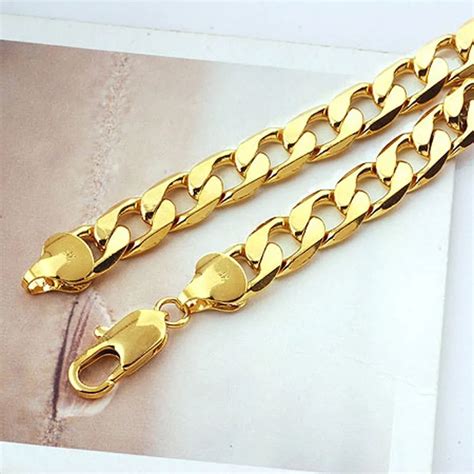 wholesale Heavy! Classic men yellow solid gold GF chain fine necklace ...