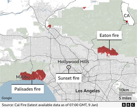 In maps: Thousands of acres on fire in LA