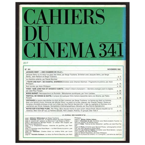 Cahiers du cinema Magazine N°341 - November 1982 with Michel Piccoli ...