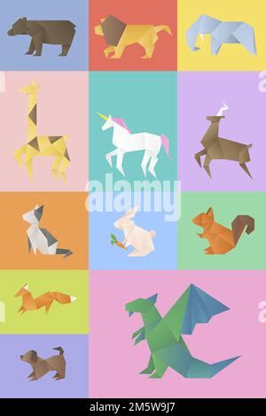 Unicorn paper craft polygon vector Stock Vector Image & Art - Alamy