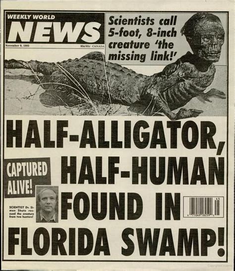 Weekly World News | Funny headlines, New world, Alligator