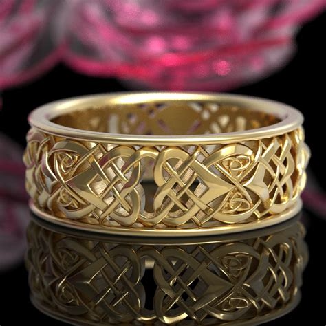 Mens Celtic Knot Wedding Ring, Celtic Heart Knot Gold Wedding Band ...