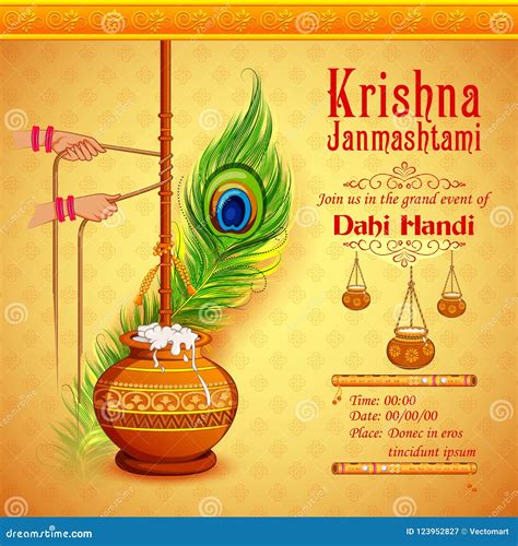 Dahi Handi Celebration in Happy Janmashtami Festival Background of ...