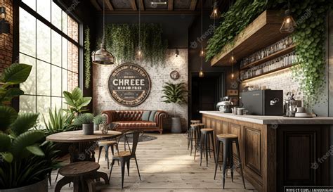 Premium Photo | Coffee shop interior decorated with wood and natural ...