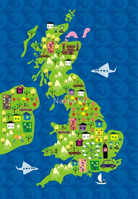 "cartoon map of the UK" by ychty | Redbubble