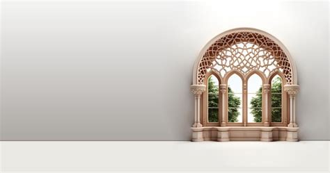 Premium Photo | 3d islamic architecture concept wallpaper window