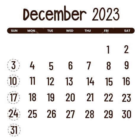 December 2023 Minimalist Calendar, Minimalist Calendar, Calendar 2023, December 2023 PNG and ...