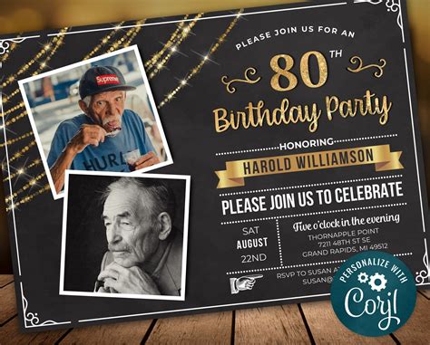 80th Birthday Invitations