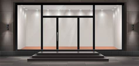 Free Vector | Illustration of storefront with steps and entrance door ...