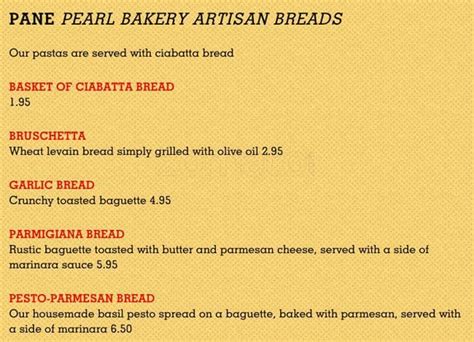 Menu at Pastini restaurant, Tigard, SW Bridgeport Rd B-105