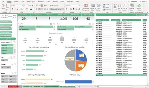 Shipping and Receiving Excel Template - Simple Sheets