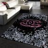 Chanel Logo Black And White Living Room Area Carpet Living Room Rugs ...