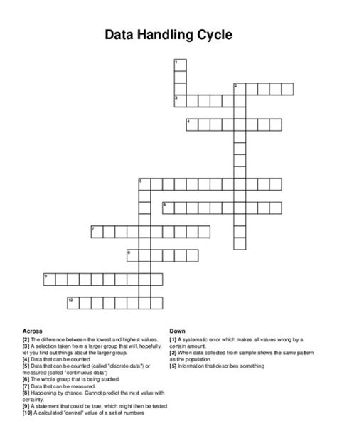 Data Handling Cycle Crossword Puzzle