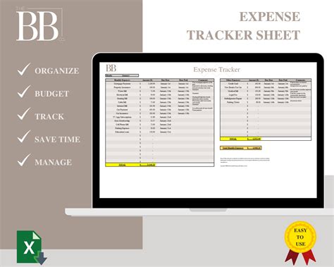 Expense Tracker Sheet Excel Template Form Personal Finance - Etsy