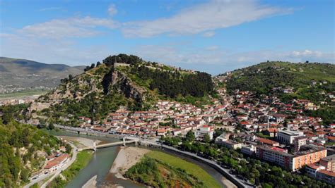 Berat Albania Aerial Cityscape Views Stock Footage Video (100% Royalty ...