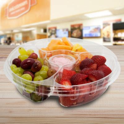 Disposable Party Tray | 10" 4 Compartment Fruit or Deli Tray with Lid