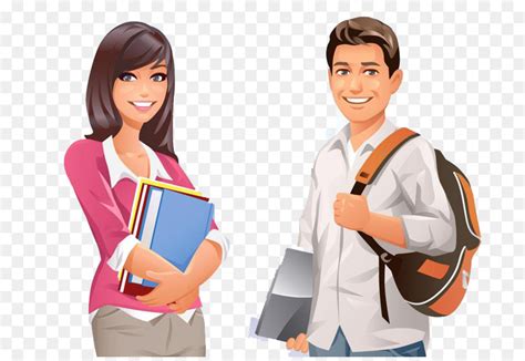 Student College University - Male and female cartoon college students ...