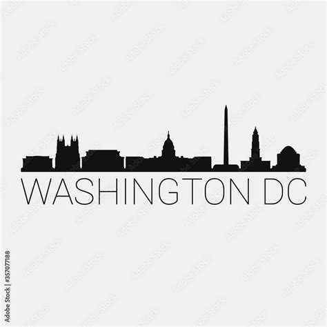 Washington DC. Skyline Silhouette City. Design Vector. Famous Monuments ...