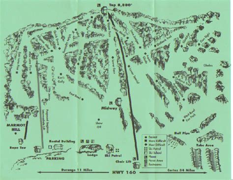 Hesperus Ski Area Ski Trail Map - Rte 160 Durango CO • mappery