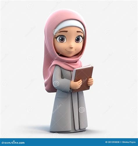 Muslim Girl Wearing Hijab Carrying Quran 3d Generative AI Stock Illustration - Illustration of ...