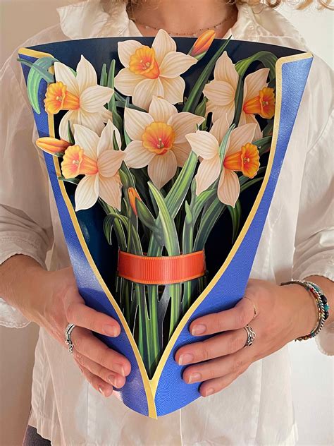 3D Pop Up Card Flower Bouquet-Daffodils-Birthday | Etsy