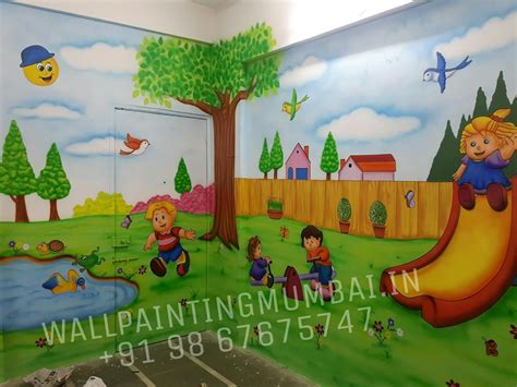 PLAY SCHOOL WALL PAINTING: DAY CARE ROOM CARTOON BEST WALL MURALS IN MUMBAI