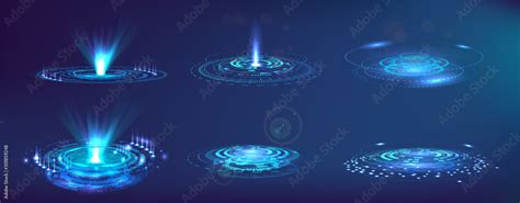 Futuristic elements FUI, GUI, HUD. Set abstract circle hi-tech ...