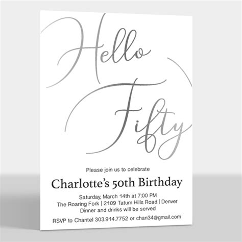 Hello Fifty Foil Birthday Invitations