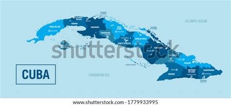 Cuba Island Country Political Map Detailed Stock Vector (Royalty Free ...