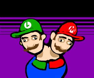 Mario and Luigi Exept Mario is taller - Drawception