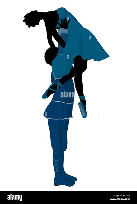 African american ballet couple silhouette on a white background Stock ...