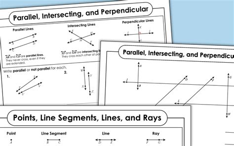 Lines, Line Segments, Rays: Geometry Worksheets