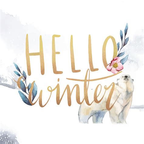 Hello winter watercolor typography vector - Download Free Vectors, Clipart Graphics & Vector Art