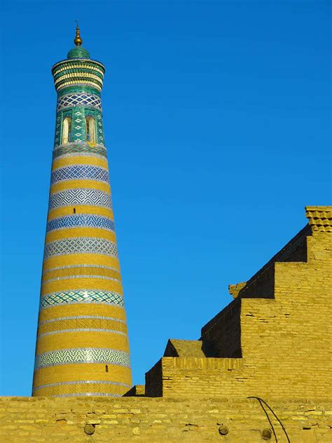 Download Khiva Minaret Under Blue Sky Wallpaper | Wallpapers.com