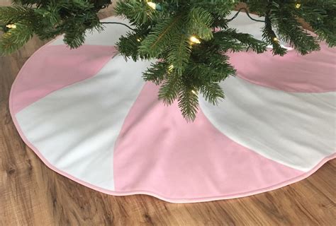 Pink Peppermint Swirl Christmas Tree Skirt 54 Pink by SewShaped