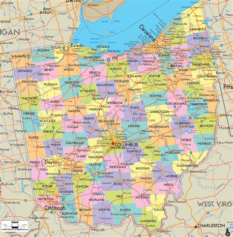 Printable Map Of Ohio | Printable Map of The United States