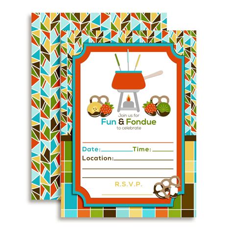 Buy Fun Fondue Party Invitations, 20 5"x7" Fill in Cards with Twenty ...