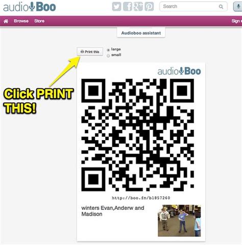 Moving at the Speed of Creativity | Print a QR Code for an AudioBoo Recording