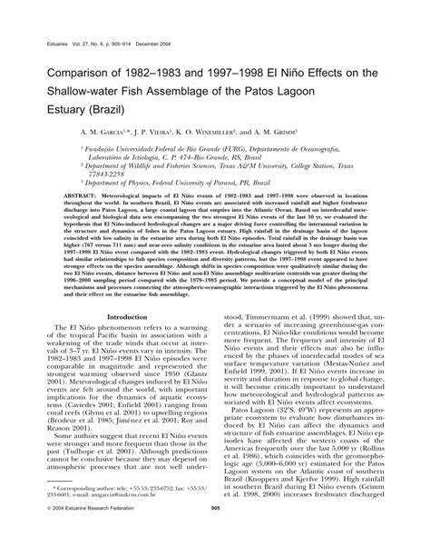 (PDF) Comparison of 1982–1983 and 1997–1998 El Niño Effects on the shallow-water fish assemblage ...