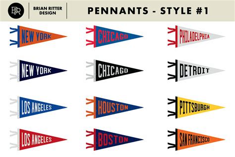 Vintage Pennants with Baseball Vectors Graphics - YouWorkForThem