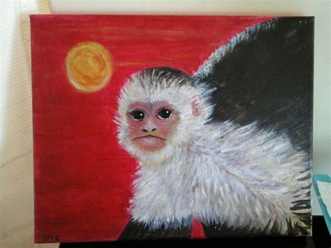 Capuchin monkey painting on 8x10 stretched canvas | Painting, Stretch canvas, Art