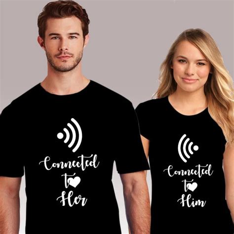 Pkorli Camiseta de pareja conectada a ella, camiseta Hipster informal de manga corta para mujer ...