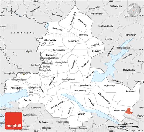 Silver Style Simple Map of Rostov Oblast