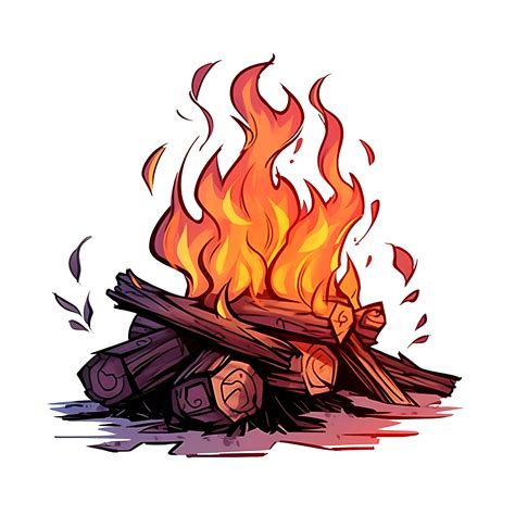 wood burning fire illustration. isolated object transparent background. 24958792 PNG