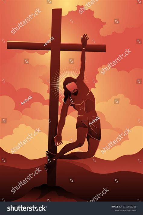 Jesus Christ On Cross One Hand Stock Vector (Royalty Free) 2112019211 | Shutterstock